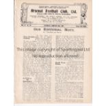 ARSENAL Home London Combination programme v. Tottenham Hotspur 26/2/1921 Ex-binder. Generally good