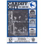 CARDIFF CITY 1987 AUTOGRAPHS Programme for the League match at Cardiff v Rochdale 31/10/1987