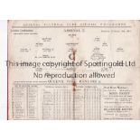 ARSENAL Home programme for the London Combination match v Queen's Park Rangers 10/2/1934, staples