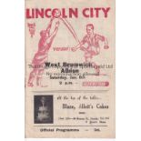 LINCOLN CITY Home programme v West Bromwich Albion FAC 3rd round 8/1/1949. Slightly rusty staple,