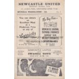 NEWCASTLE UNITED V SWANSEA TOWN 1946 / 1ST HOME POST WWII Programme for the League match at