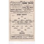 ARSENAL Away programme v Derby County 4/3/1936. Very light staple rust. No writing. Fair to