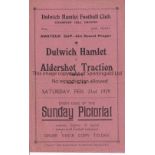 DULWICH HAMLET V ALDERSHOT TRACTION 1929 Programme for the Amateur Cup tie at Dulwich 23/2/1929,