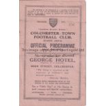 COLCHESTER TOWN Programme Colchester Town v Walthamstow Avenue Spartan League 9/4/1928. Very