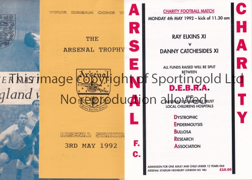 NEUTRALS AT ARSENAL Three programmes: The Arsenal Trophy 3/5/1992, Ray Elkins XI v Danny Catchesides