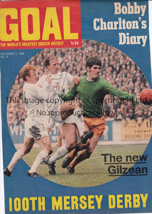 JACK CHARLTON AUTOGRAPH Cover of goal magazine 5/10/1968 signed by Charlton on his picture. Good