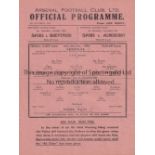 ARSENAL Single sheet home programme v. West Ham United FL South 21/10/1944, slightly creased and