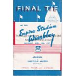 1936 FA CUP FINAL Programme for Arsenal v Sheffield United. Slight vertical crease and slightly