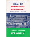 FA CUP FINAL 1956 Royal Box Programme Birmingham City v Manchester City 5/5/1956 FA Cup Final at