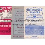NORWICH CITY Seven away programmes v. Leyton Orient, Bristol City, Crystal Palace team changes,