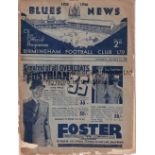 BIRMINGHAM Home programme v Chelsea 5/10/1935. Light vertical fold. Frayed edges on outer cover with