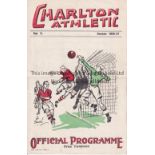 ARSENAL Away programme v Charlton Athletic 17/10/1936. Light staple rust. No writing. Generally good