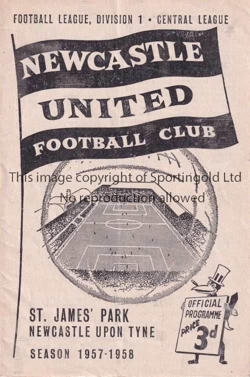 MANCHESTER UNITED Programme for the away League fixture, Pre-Munich v. Newcastle United 23/11/1957
