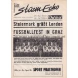 ARSENAL 1970/1 Programme for the away Fairs Cup match v. Sturm Graz 21/10/1970 in Arsenal's Double