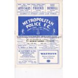 ARSENAL Programme for the away Metropolitan League Cup match v. Metropolitan Police 27/11/1965, very