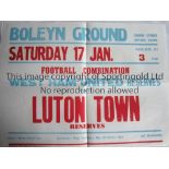 WEST HAM UNITED RES. V LUTON TOWN RES 1976 A 20" X 15" official match poster for the Football