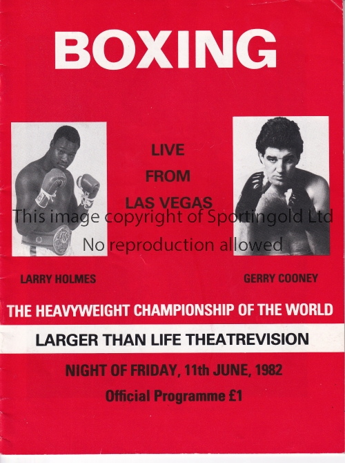 LARRY HOLMES V GERRY COONEY 1982 U.K. closed circuit TV programme for the fight in Las Vegas 11/6/