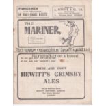 ARSENAL Away programme v Grimsby Town 6/11/1937. Lacks staples due to rust. Horizontal fold. No