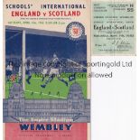 DUNCAN EDWARDS Programme and ticket for England v Scotland Schools International at Wembley 5/4/1952