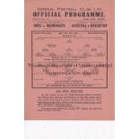 ARSENAL Single sheet home programme v. Clapton Orient 8/2/1941 London War Cup, very slightly