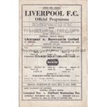 LIVERPOOL Single sheet home programme v. Newcastle Utd. FL North 3/11/1945, very slightly creased.