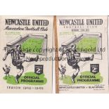 NEWCASTLE UNITED Three home programmes in season 1948/9 v Aston Villa Reserves (programme No. 1),