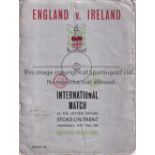 ENGLAND V IRELAND 1936 Home programme for the match v Ireland played at Stoke 18/11/1936. Outer