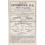 LIVERPOOL Single sheet home programme v. Everton FL North 12/9/1945, very slightly creased.