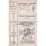 HEREFORD UNITED V LEYTON 1952 FA CUP Programme for the tie at Hereford 27/11/1952, horizontal