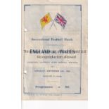 ENGLAND / WALES / LIVERPOOL Programme England v Wales at Anfield 16/9/1944. Folds. Punch holes but