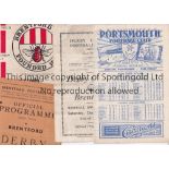 BRENTFORD Three programmes from 1945/6 season: home v. Derby punched holes and aways v. Derby