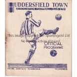 ARSENAL Away programme v Huddersfield Town 5/9/1936. Rusty staples. No writing. Fair to generally