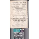 CRYSTAL PALACE An 8mm film and programme for the home match v. Peterborough United Reserves 8/9/