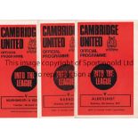 CAMBRIDGE UNITED 1970/1 FIRST LEAGUE SEASON Twenty five home programmes from their first season in