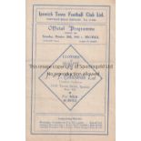 IPSWICH TOWN V MILLWALL 1948 Programme for the League match at Ipswich 30/10/1948, slightly creased.