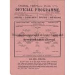 ARSENAL Single sheet home programme v. Fulham FL South 22/1/1944, folded, slightly worn, team