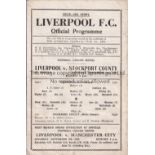 LIVERPOOL Single sheet home programme v Stockport County 2/9/1944 FL North, slightly creased.