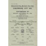 TOTTENHAM HOTSPUR Single sheet programme for the away East Anglian Cup tie v. Chelmsford City