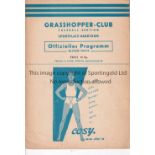 ARSENAL Programme for the away Friendly v. Grasshoppers 11/5/1955. Generally good