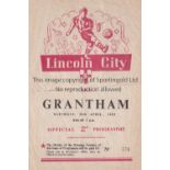 LINCOLN CITY Home Midland League programme v. Grantham 25/4/1953, slightly creased. Generally good