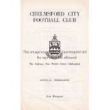 TOTTENHAM HOTSPUR Programme for the away Metropolitan League v. Chelmsford City Reserves 18/9/