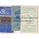 MILLWALL Three Millwall programmes. Away at Norwich City 1950/51 (lacks staples) and homes v