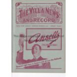 ARSENAL Away programme v Aston Villa 25/9/1929. Ex Bound Volume. Generally good