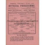ARSENAL Single sheet home programme v. Millwall FL South 27/12/1943, slightly creased, team