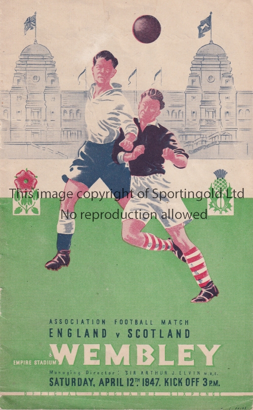 ENGLAND V SCOTLAND 1947 Programme for the match at Wembley 12/4/1947. No writing. Generally good