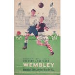 ENGLAND V SCOTLAND 1947 Programme for the match at Wembley 12/4/1947. No writing. Generally good