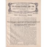 ARSENAL Home programme v. Newcastle United 30/8/1919, opening home League match of the season and