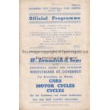 ARSENAL Programme for the away FL South match v. Coventry City 25/8/1945, first match of the season.