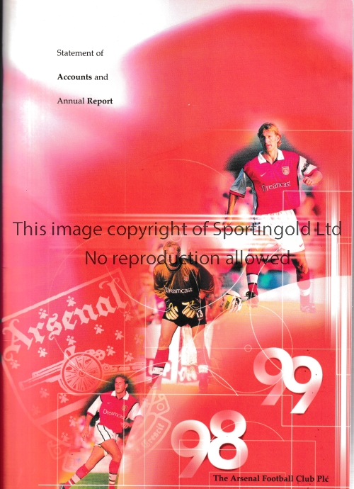 ARSENAL Twelve Statement of Accounts and Annual Reports 1997/8, 1998/9, 1999/2000, 2000/1 X 2,