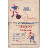 SCOTLAND V ENGLAND 1939 Programme for the International at Hampden Park 15/4/1939, slightly creased.